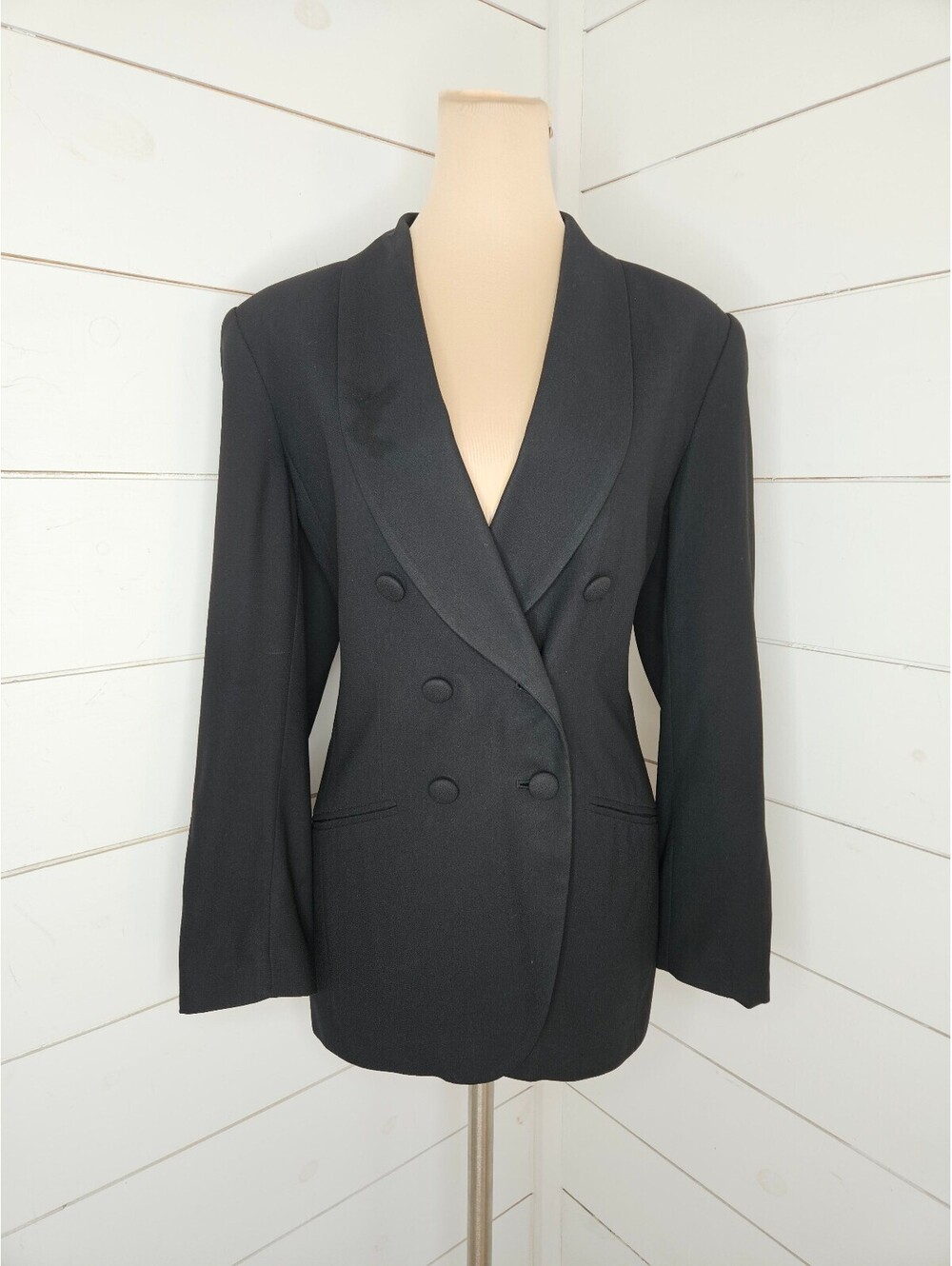Vintage Classic Kasper for ASL size 10 black double breasted blazer